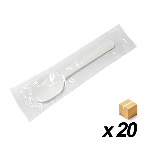 개별포장 일회용 빙수/아이스크림 스푼(흰색) 15cm 100개 20봉 (BOX)